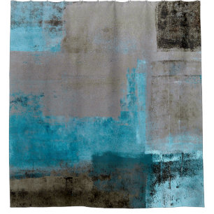 Rideaux De Douche Teal "étagé" et art abstrait Brown