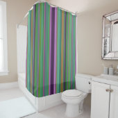 Rideaux De Douche Teal Lavender Orange Purple Stripes (En situation)