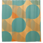 Rideaux De Douche Teal, Tan, and Orange in Retro Look Pattern (Devant)
