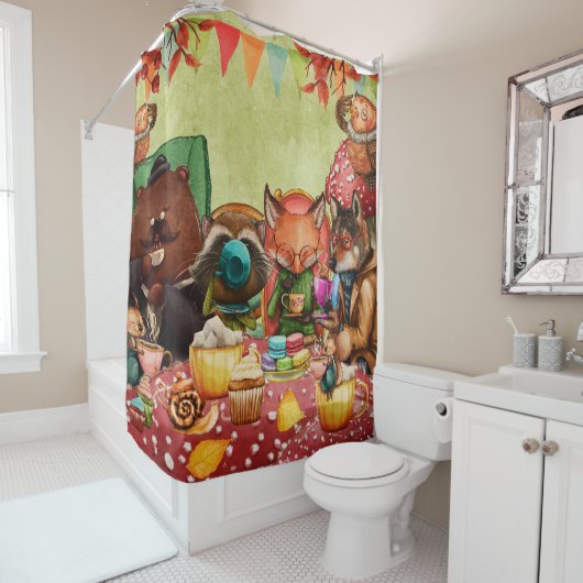 Rideaux De Douche Teatim en forêt avec des amis des bois (En situation)