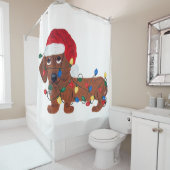 Rideaux De Douche Teckel (rouge) embrouillé dans des lumières de (En situation)