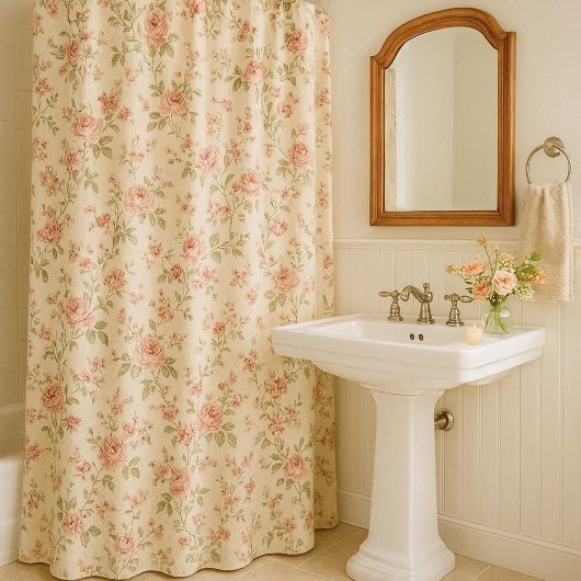 Rideaux De Douche Teinte de pêche Rose Florale