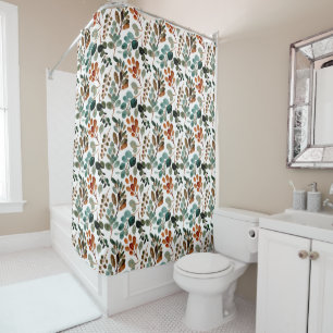 Rideaux De Douche Teinte sauge vert brun feuilles automne rouille sa