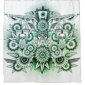 Rideaux De Douche Teinte verte dessin tribal (Devant)