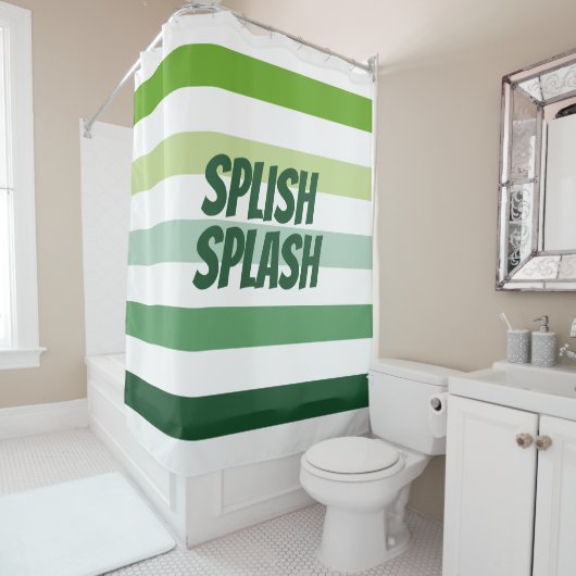 Rideaux De Douche Tendance à rayures vertes (En situation)
