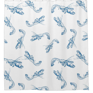 Rideaux De Douche Tendance Côtier esthétique Indigo Blue Shrimp Toil