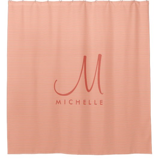 Rideaux De Douche Tendance moderne Nom initial Monogram Modèle Peach (Devant)