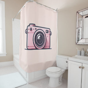 Rideaux De Douche Tendance Rose Instantané Shoot Appareil Photo