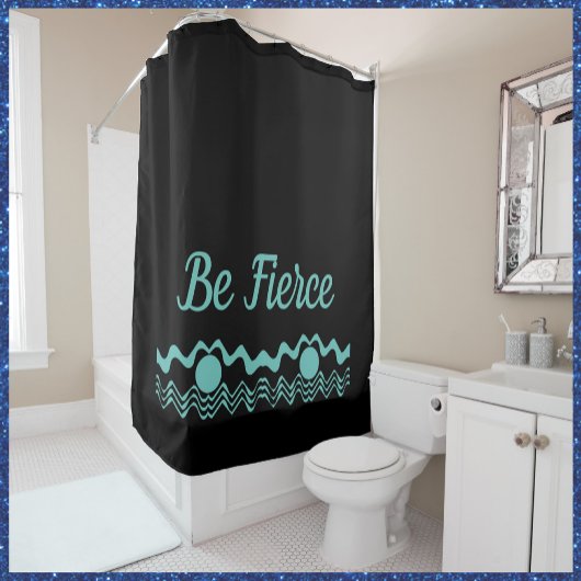 Rideaux De Douche Tendance Tribal géométrique Turquoise et Noir