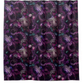 Rideaux De Douche Tentacle Gothique Rose Foncé Avec Fleurs (Devant)