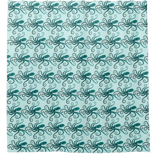 Rideaux De Douche Tentacles crépus Motif octopus bleu (Devant)