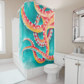 Rideaux De Douche Tentacles rouges orange (En situation)