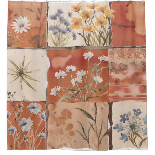 Rideaux De Douche Terracotta Fleur sauvage Patchwork Boho Ressort ru