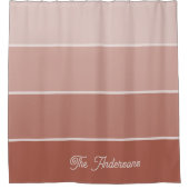 Rideaux De Douche Terracotta neutre | Ombre Stripes avec script (Devant)