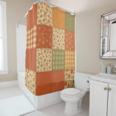 Rideaux De Douche Terracotta Orange Patchwork Quilt Rustique Ferme (En situation)