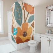 Rideaux De Douche Terracotta & Teal Autumn pattern (En situation)