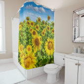 Rideaux De Douche Terrain de tournesol, ensoleillé l'été. (En situation)