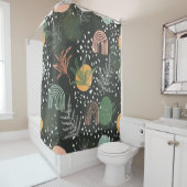 Rideaux De Douche Terrazzo Abstrait Moderne & Collage Botanique (En situation)