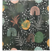 Rideaux De Douche Terrazzo Abstrait Moderne & Collage Botanique (Devant)