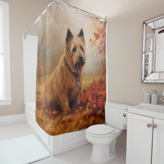 Rideaux De Douche Terrier australien en automne Leaves automne Inspi (En situation)