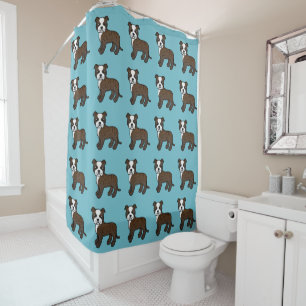 Rideaux De Douche Terrier Bull Staffordshire Bringé Et Blanc Chien