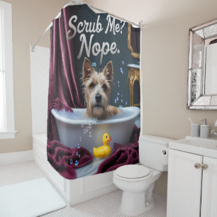 Rideaux De Douche Terrier Cairn Désordonné Endormi Mignon Drôle