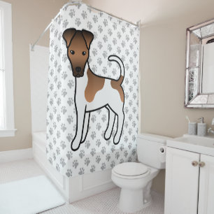Rideaux De Douche Térrier Fox Lisse Blanc Et Brun Chien De Dessin An