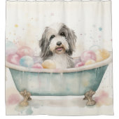 Rideaux De Douche Terrier Tibétain Dans Baignoire Aquarelle Chien Ar (Devant)
