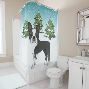 Rideaux De Douche Tervueren noir dans une forêt hivernale