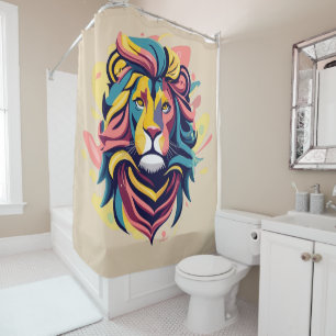 Rideaux De Douche Tête de lion Abstraite