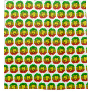 Rideaux De Douche Tête de lion rasta rouge jaune vert dessin Jamaïqu