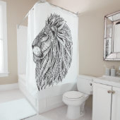 Rideaux De Douche Tête modelée ethnique de lion (En situation)