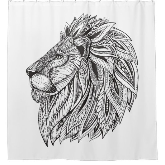 Rideaux De Douche Tête modelée ethnique de lion (Devant)