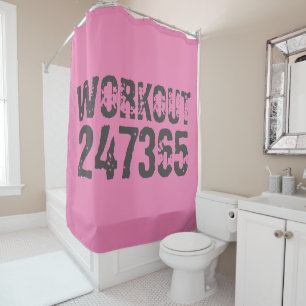 Rideaux De Douche Texte usé et rayé Workout 247365 rose