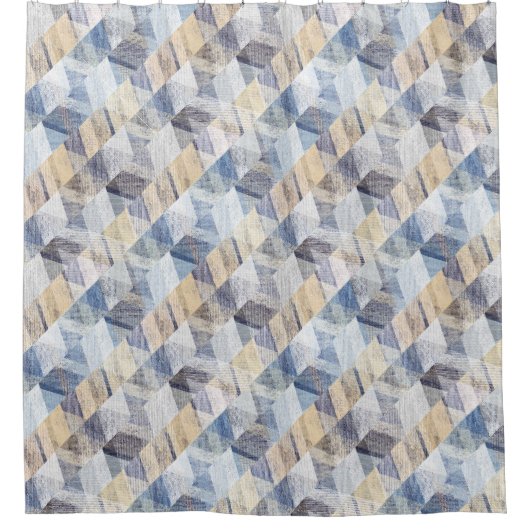 Rideaux De Douche Textes bleu clair, zigzag beige (Devant)