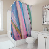 Rideaux De Douche textile bleu rose (En situation)