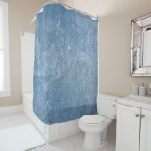 Rideaux De Douche textile floral bleu et blanc (En situation)
