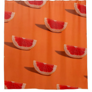 RIDEAUX DE DOUCHE TEXTILE FLORAL ORANGE ET BLANC