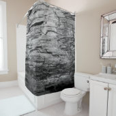 Rideaux De Douche Texture bois noir et blanc (En situation)