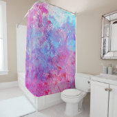 Rideaux De Douche Texture créative bleu-rose, taches de peinture. (En situation)