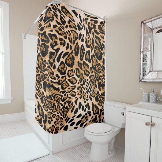 Rideaux De Douche Texture de léopard, peau d'animal (En situation)