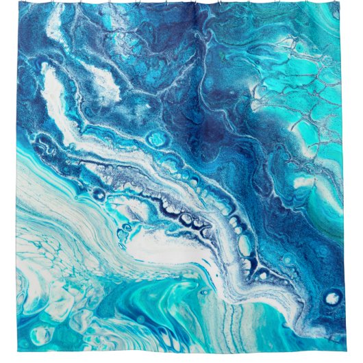 Rideaux De Douche Texture de marbre liquide bleu (Devant)