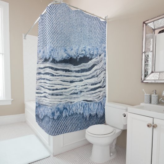 Rideaux De Douche Texture du tissu de lin naturel  (En situation)