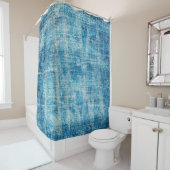 Rideaux De Douche Texture en jean bleu (En situation)