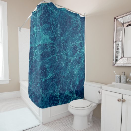 Rideaux De Douche Texture en marbre bleu marine (En situation)