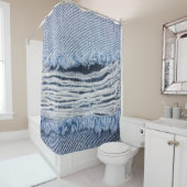 Rideaux De Douche Texture Jeans bleu clair déchirée. (En situation)