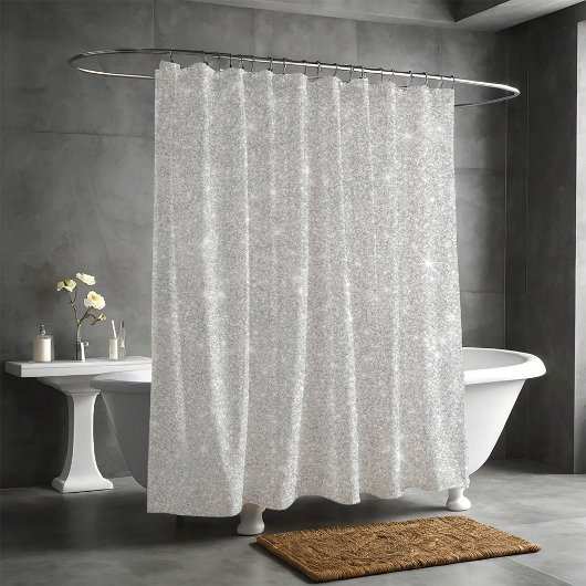 Rideaux De Douche Texture Parties scintillant argent blanc brillant 