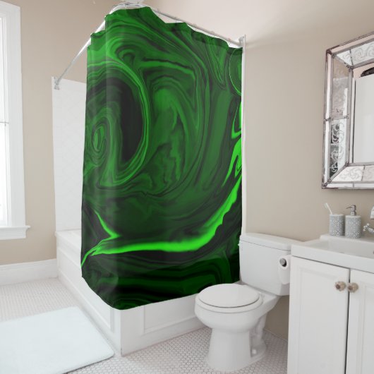 Rideaux De Douche texture pierre de malachite verte (En situation)