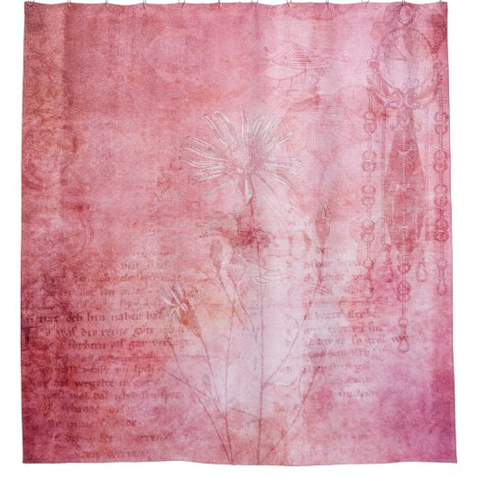 Rideaux De Douche Texture vintage scrapbook rose (Devant)