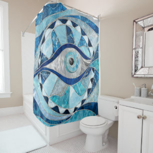 Rideaux De Douche Textures minérales en mosaïque d'Amulet des yeux m